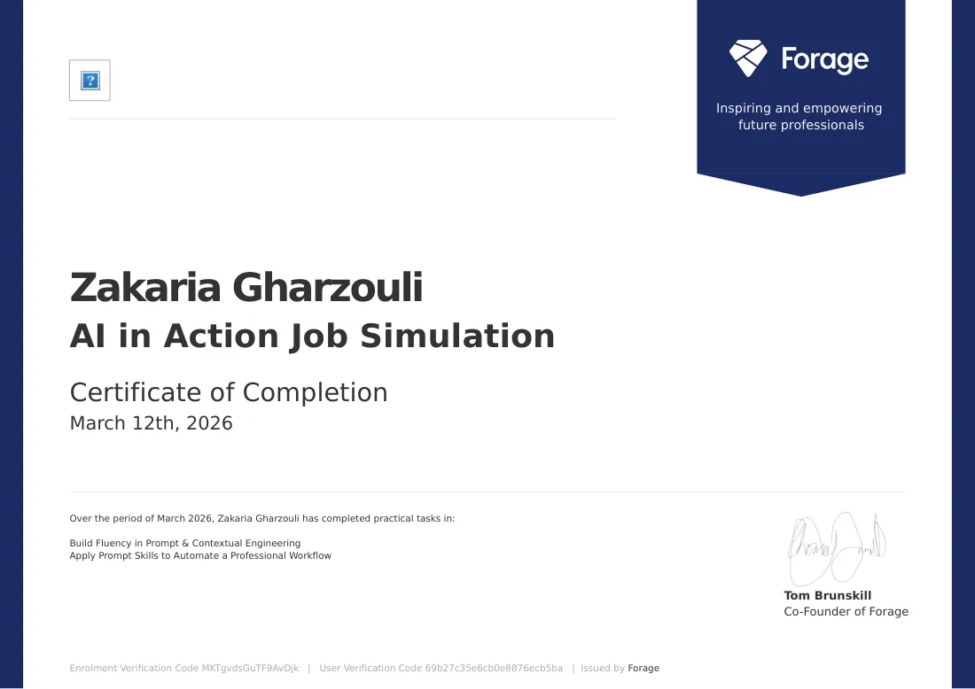 Attestation Vista Equity Partners — AI in Action, délivrée par FORAGE