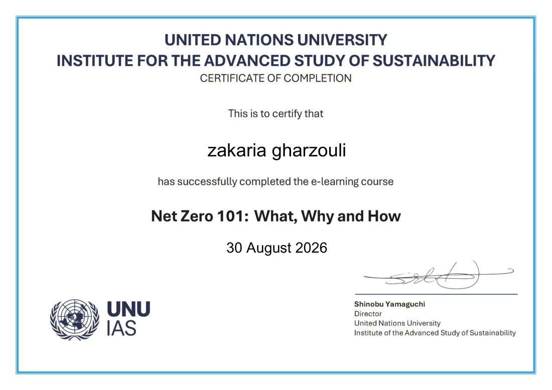 Attestation Net Zero 101: What, Why and How, délivrée par UNITED NATIONS UNIVERSITY